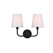 Living District Colson 2-Light Metal & Fabric Bath Sconce in Black/White
