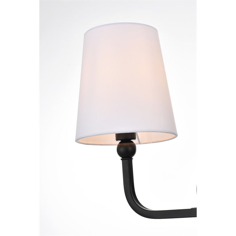 Living District Colson 2-Light Metal & Fabric Bath Sconce in Black/White