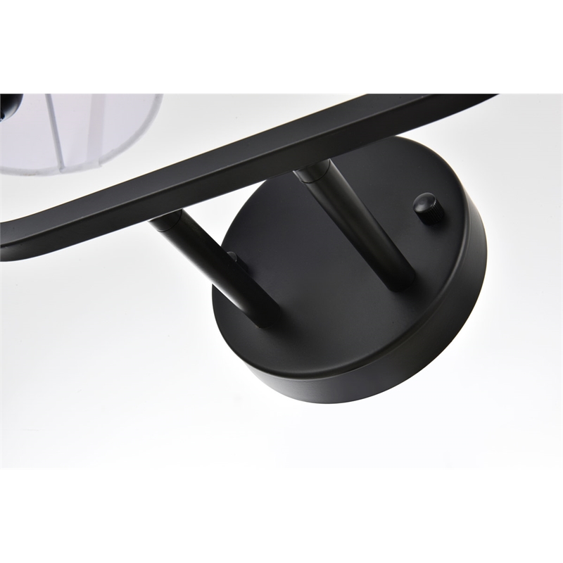 Living District Colson 2-Light Metal & Fabric Bath Sconce in Black/White