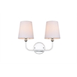 Living District Colson 2-Light Metal & Fabric Bath Sconce in Chrome/White