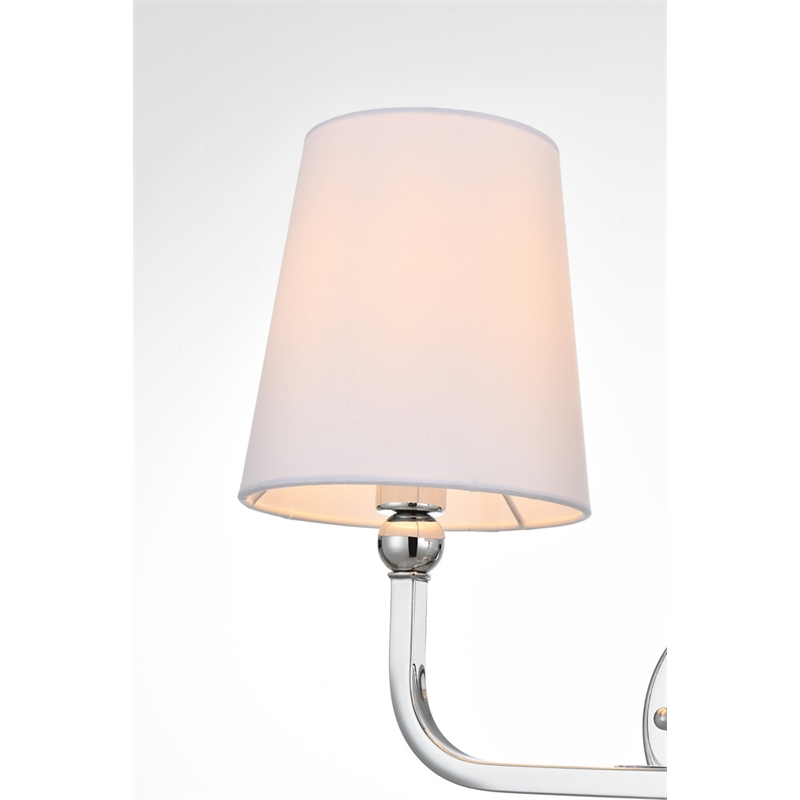 Living District Colson 2-Light Metal & Fabric Bath Sconce in Chrome/White