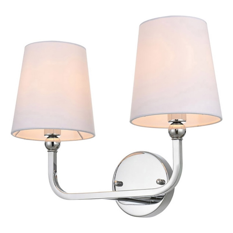 Living District Colson 2-Light Metal & Fabric Bath Sconce in Chrome/White