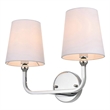Living District Colson 2-Light Metal & Fabric Bath Sconce in Chrome/White
