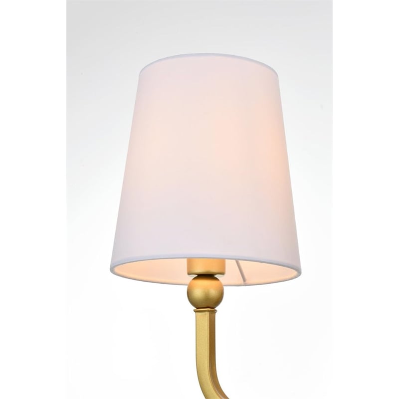 Living District Colson 2-Light Metal & Fabric Bath Sconce in Brass/White