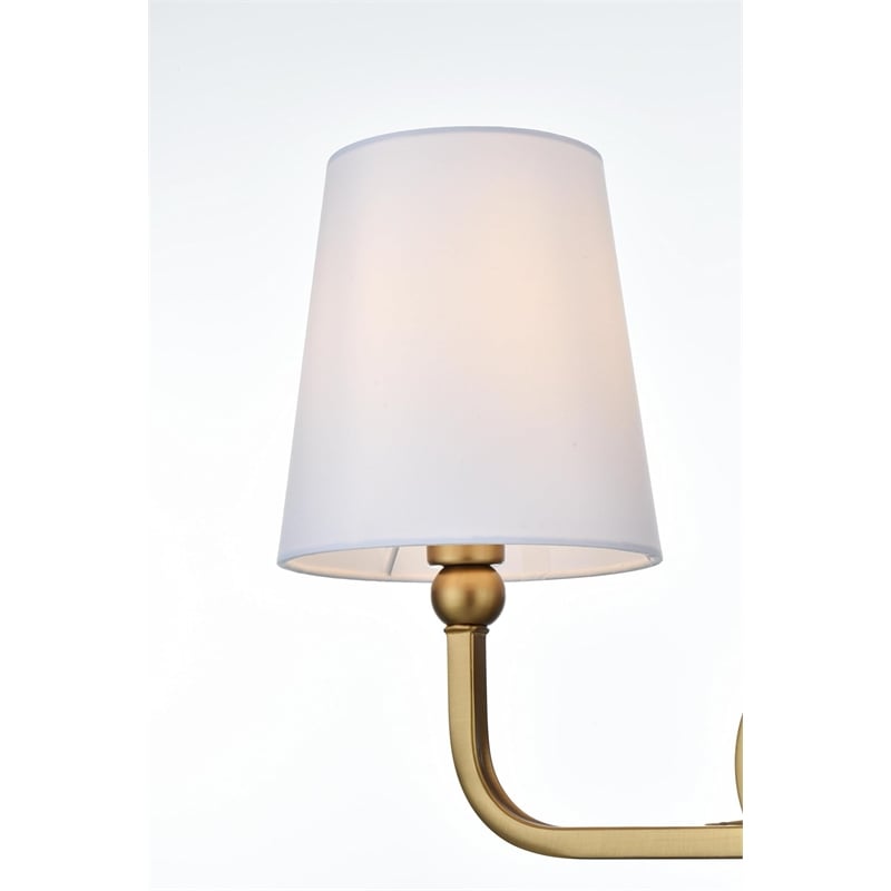 Living District Colson 2-Light Metal & Fabric Bath Sconce in Brass/White