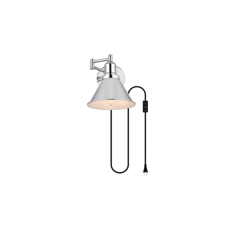 Living District Jair 1-Light Metal Plug-in Wall Sconce in Chrome