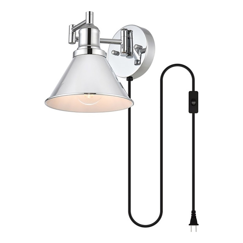 Living District Jair 1-Light Metal Plug-in Wall Sconce in Chrome