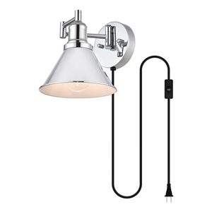 Living District Jair 1-Light Metal Plug-in Wall Sconce in Chrome