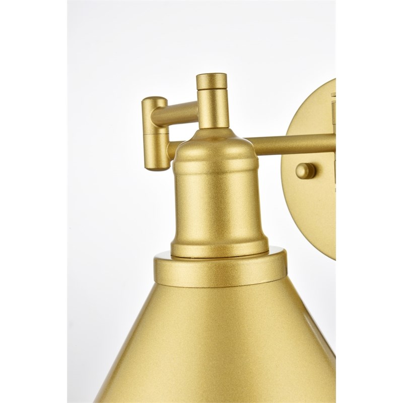 Living District Jair 1-Light Metal Plug-in Wall Sconce in Brass