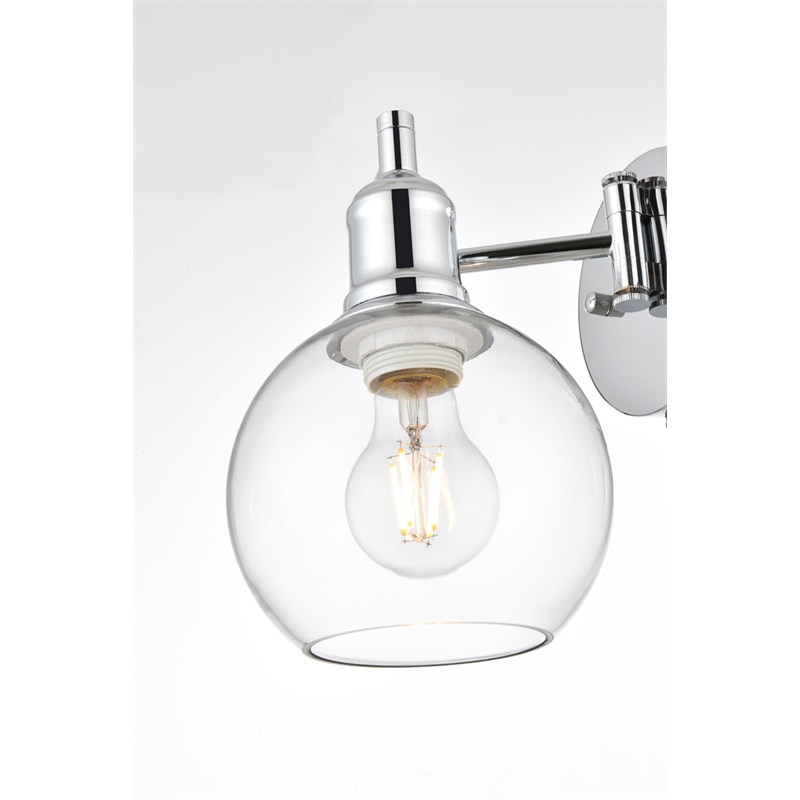 Living District Caspian 1-Light Metal Plug-in Wall Sconce in Chrome/Clear