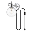 Living District Caspian 1-Light Metal Plug-in Wall Sconce in Chrome/Clear