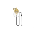 Living District Caspian 1-Light Metal Plug-in Wall Sconce in Brass/Clear