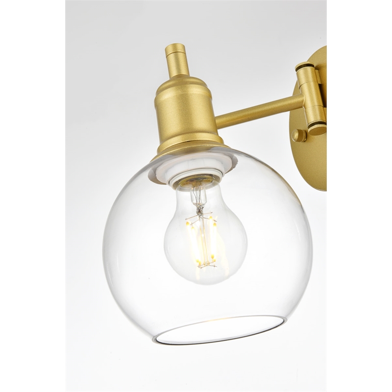 Living District Caspian 1-Light Metal Plug-in Wall Sconce in Brass/Clear