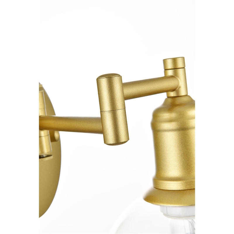 Living District Caspian 1-Light Metal Plug-in Wall Sconce in Brass/Clear