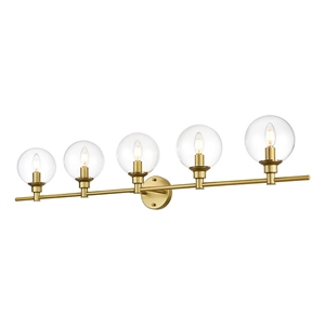 Living District Jaelynn 5-Light Iron & Glass Bath Sconce in Brass/Clear