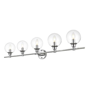 Living District Jaelynn 5-Light Iron & Glass Bath Sconce in Chrome/Clear