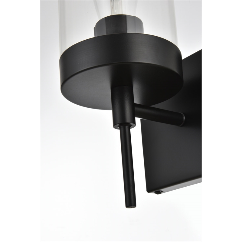 Living District Benny 1-Light Iron & Glass Bath Sconce in Black/Clear