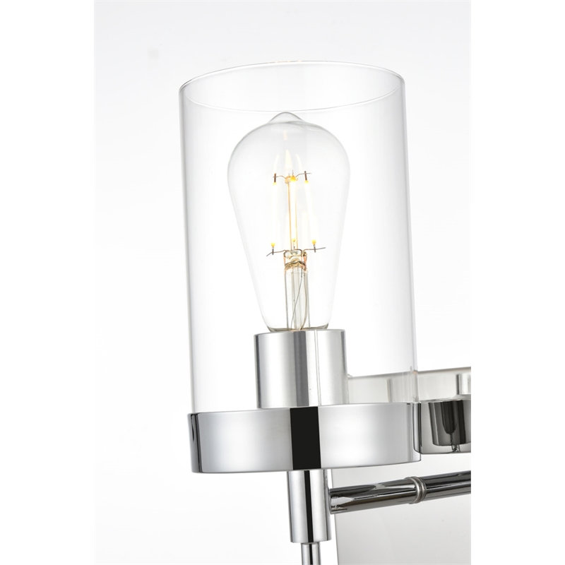 Living District Benny 1-Light Iron & Glass Bath Sconce in Chrome/Clear