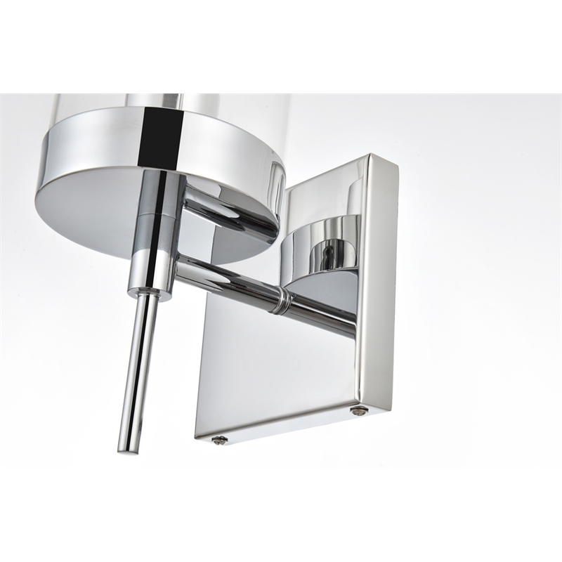 Living District Benny 1-Light Iron & Glass Bath Sconce in Chrome/Clear