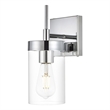 Living District Benny 1-Light Iron & Glass Bath Sconce in Chrome/Clear