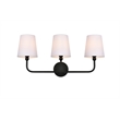 Living District Colson 3-Light Metal & Fabric Bath Sconce in Black/White