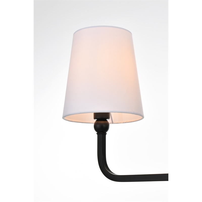 Living District Colson 3-Light Metal & Fabric Bath Sconce in Black/White
