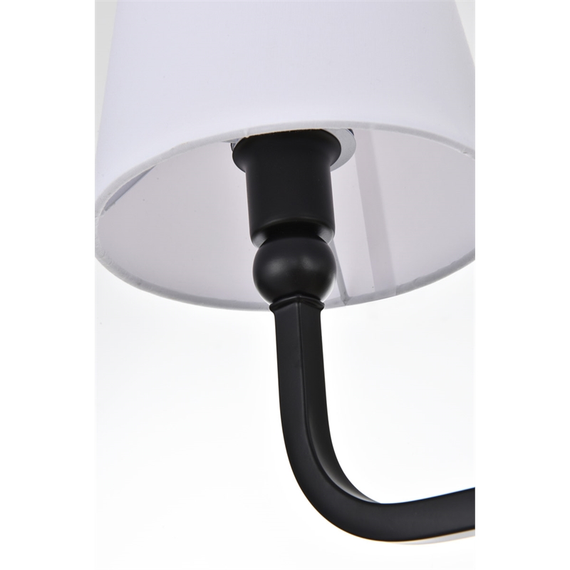 Living District Colson 3-Light Metal & Fabric Bath Sconce in Black/White