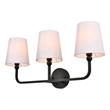 Living District Colson 3-Light Metal & Fabric Bath Sconce in Black/White