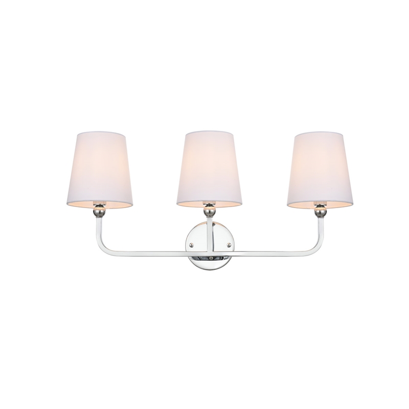 Living District Colson 3-Light Metal & Fabric Bath Sconce in Chrome/White