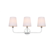Living District Colson 3-Light Metal & Fabric Bath Sconce in Chrome/White