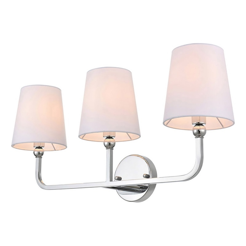 Living District Colson 3-Light Metal & Fabric Bath Sconce in Chrome/White