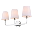 Living District Colson 3-Light Metal & Fabric Bath Sconce in Chrome/White