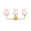 Living District Colson 3-Light Metal & Fabric Bath Sconce in Brass/White