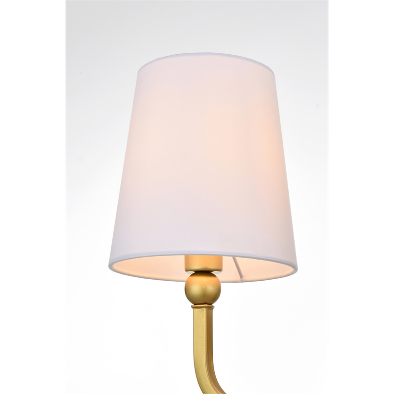 Living District Colson 3-Light Metal & Fabric Bath Sconce in Brass/White