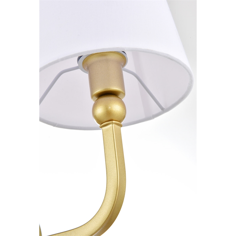 Living District Colson 3-Light Metal & Fabric Bath Sconce in Brass/White