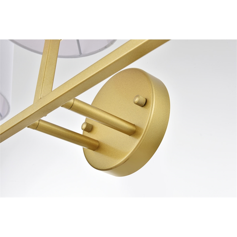 Living District Colson 3-Light Metal & Fabric Bath Sconce in Brass/White