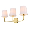 Living District Colson 3-Light Metal & Fabric Bath Sconce in Brass/White