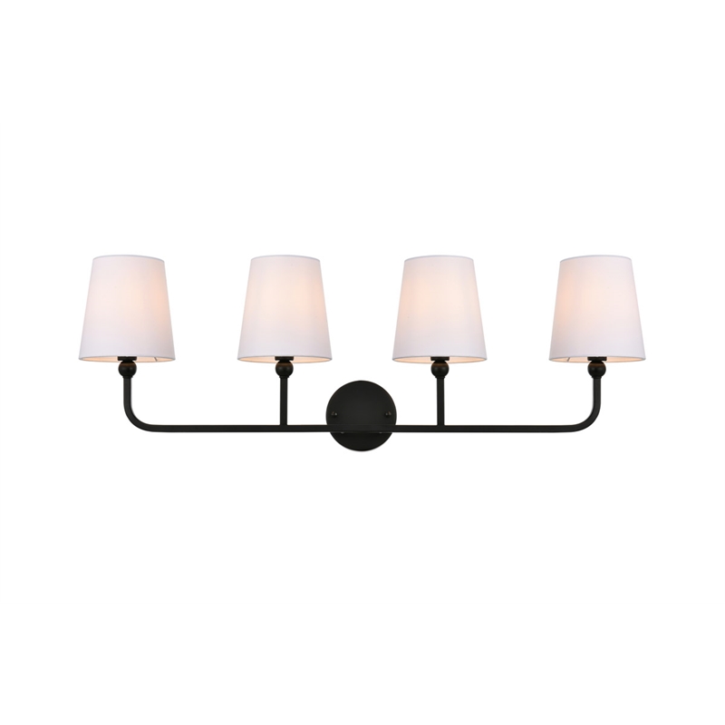 Living District Colson 4-Light Metal & Fabric Bath Sconce in Black/White