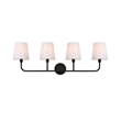 Living District Colson 4-Light Metal & Fabric Bath Sconce in Black/White