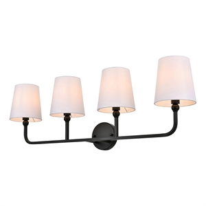 Living District Colson 4-Light Metal & Fabric Bath Sconce in Black/White