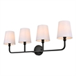 Living District Colson 4-Light Metal & Fabric Bath Sconce in Black/White