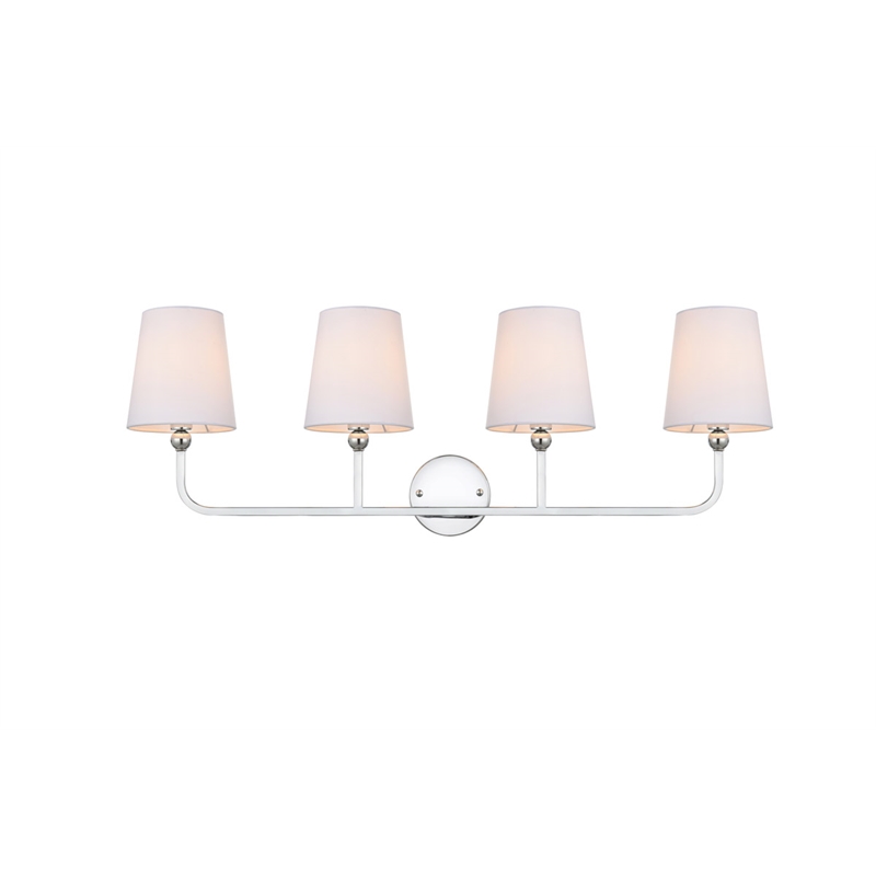 Living District Colson 4-Light Metal & Fabric Bath Sconce in Chrome/White