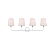 Living District Colson 4-Light Metal & Fabric Bath Sconce in Chrome/White