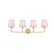 Living District Colson 4-Light Metal & Fabric Bath Sconce in Brass/White