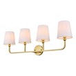 Living District Colson 4-Light Metal & Fabric Bath Sconce in Brass/White