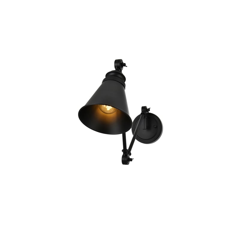 Living District Ledger 1-Light Metal Swing Arm Wall Sconce in Black