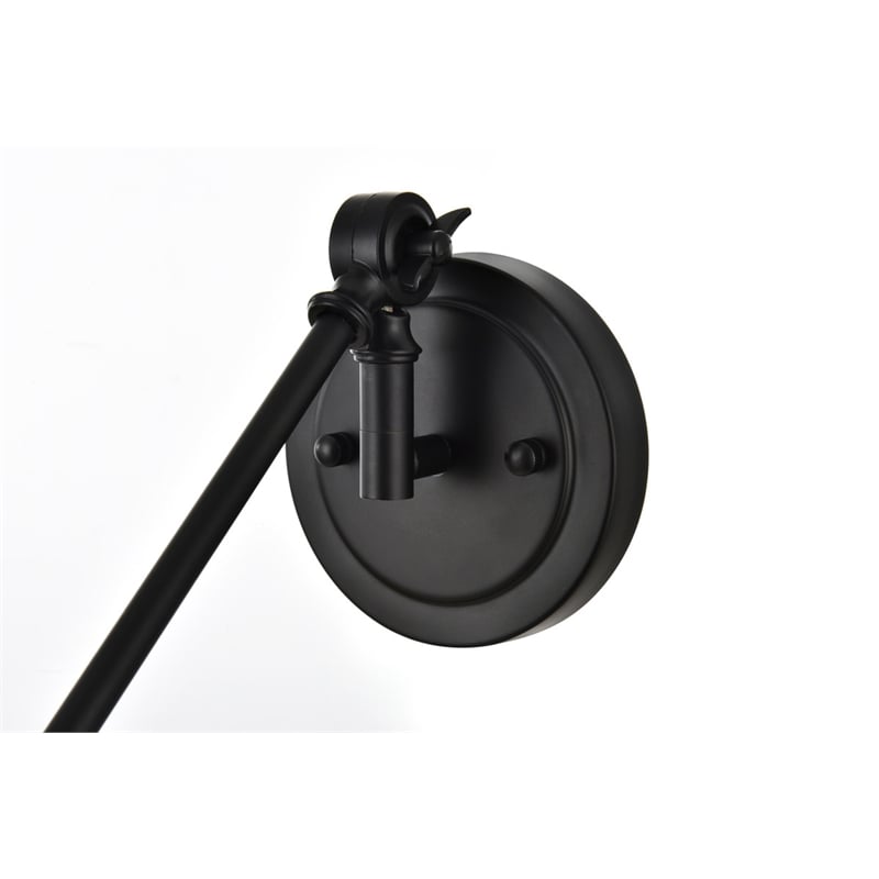Living District Ledger 1-Light Metal Swing Arm Wall Sconce in Black