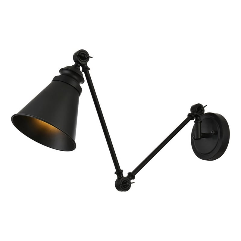 Living District Ledger 1-Light Metal Swing Arm Wall Sconce in Black