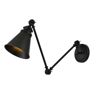 Living District Ledger 1-Light Metal Swing Arm Wall Sconce in Black