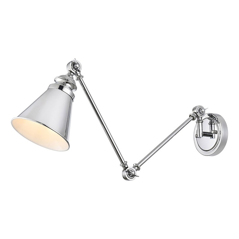 Living District Ledger 1-Light Metal Swing Arm Wall Sconce in Chrome